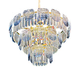 Faceted Crystal Hanging Light Kit - Modern 5/10 Blue Pendant Chandelier