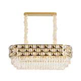 Modern Faceted Crystal Chandelier With 10 Gold Heads - Oval Suspension Lighting