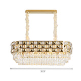 Modern Faceted Crystal Chandelier With 10 Gold Heads - Oval Suspension Lighting