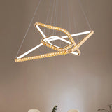 3-Tier Modernism Chandelier Light With Led Clear Crystal Gold Finish - Restaurant Pendant Lighting
