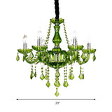 Modern Crystal Chandelier: Green Hanging Pendant For Bedroom - 6/18 Lights 23/37.5 W