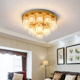 Sleek Crystal Rod Ceiling Light Fixture - Postmodern Semi Flush Mount Lamp (5/10/12 Heads)
