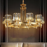 Postmodern Crystal Rod Pendant Light With 10 Black/Brass Heads