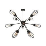 Industrial Metal Bulb Cage Chandelier - Warehouse Style 9/12/15 Heads Black Hanging Lamp For Living