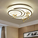 Contemporary Led Acrylic Flushmount Lamp - White Flower/Cloud/Moon Design For Bedroom