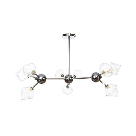 Industrial Style Diamond Pendant Light With Amber/Clear Glass Multiple Bulbs Chandelier Fixture -