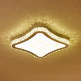 Modern Chrome Crystal Led Ceiling Fixture - Square Beveled Design Flush Mount Lighting (11/15/19.5