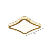 Modern Chrome Crystal Led Ceiling Fixture - Square Beveled Design Flush Mount Lighting (11/15/19.5