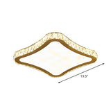 Modern Chrome Crystal Led Ceiling Fixture - Square Beveled Design Flush Mount Lighting