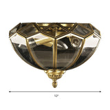 Traditional Basket-Shaped Flush Mount Ceiling Light With Clear Beveled Glass - 3 Lights