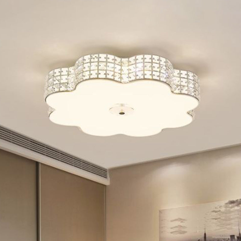 Silver Flower Ceiling Lamp: Simple Style Led Flush Mount Light Fixture For Bedroom - 12/16/19.5 Wide