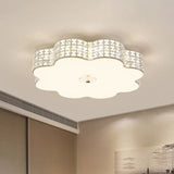 Silver Flower Ceiling Lamp: Simple Style Led Flush Mount Light Fixture For Bedroom - 12/16/19.5 Wide
