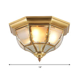 Faceted Clear Glass Dining Room Flush Lamp Traditional Brass Finish Ceiling Lighting - 14/18 Width