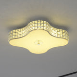 Simple Silver Flush Mount Led Ceiling Light With K9 Crystal For Starfish Bedroom - Available In 3