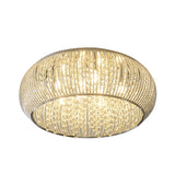 Chrome Drum Crystal Flush Mount Ceiling Light Fixture - Minimalist Design 8 Heads Beaded