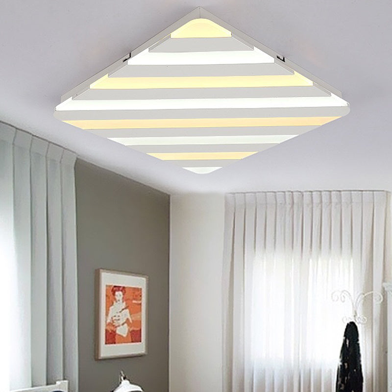 Modern White Led Rhombus Ceiling Light For Bedroom - 19.5/23.5 Wide Flush Mount / 19.5