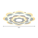Contemporary White Flower Acrylic Led Flush Mount Ceiling Light - Outer Warm Inner 15/19.5 Wide