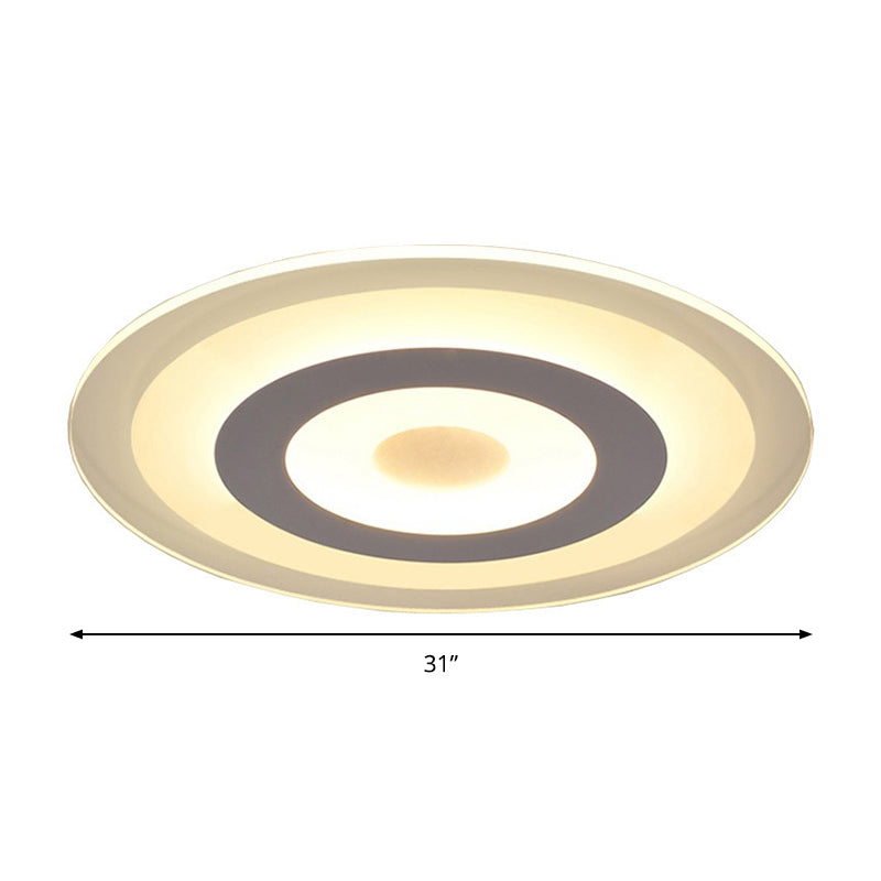 Simple Style White Led Ceiling Light - 16/19.5/23.5 Wide Flush Mount Disc Fixture With Dual Lighting