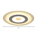 Simple Style White Led Ceiling Light - 16/19.5/23.5 Wide Flush Mount Disc Fixture With Dual Lighting