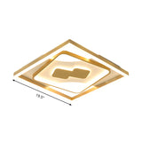 Contemporary Gold Rhombus Flush Mount Lamp 16/19.5 Led Ceiling Lighting In Warm/White Light