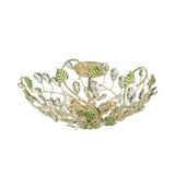 Gold Crystal Dome Leaf Ceiling Lamp - Semi Flush Mount With 6 Lights For Living Room