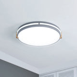 Simple Style Gray Macaron Drum Ceiling Lamp - Led Flush Mount Lighting In 12/16/19.5 Widths Perfect