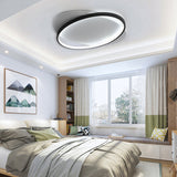 Modern Black Oval Led Flush Mount Ceiling Lamp - 16’/19.5’ Wide In Warm/White Light