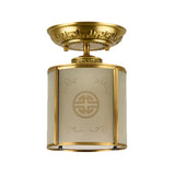 Brass Cylinder Flush-Mount Light For Corridor