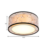 White 16/19.5/23.5 Wide 4-Light Flush Mount Lamp - Traditional Fabric Drum Shade Ceiling Light