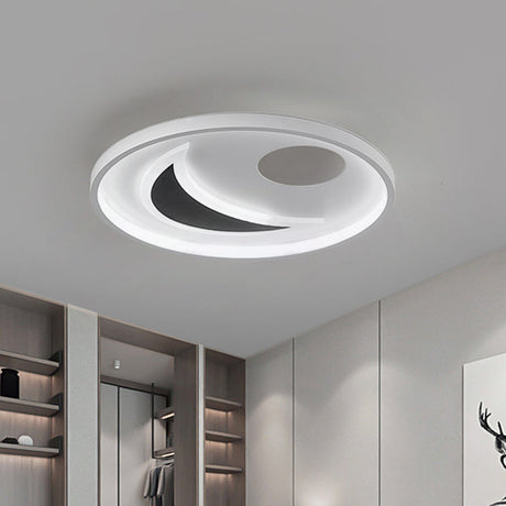 Minimalistic Geometric Acrylic Ceiling Mount Led Flush Light - Black & White-16.5’/20.5’ Wide
