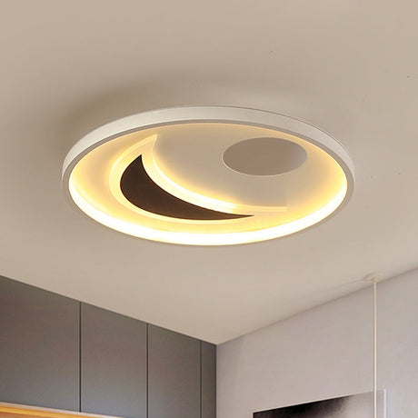 Minimalistic Geometric Acrylic Ceiling Mount Led Flush Light - Black & White-16.5/20.5 Wide Remote