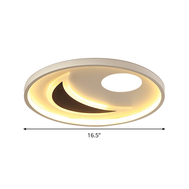Minimalistic Geometric Acrylic Ceiling Mount Led Flush Light - Black & White-16.5/20.5 Wide Remote