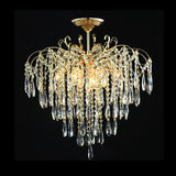 Sophisticated Cascade Crystal Drop Led Ceiling Light With Simple Gold Finish - 18/19.5 Wide Semi