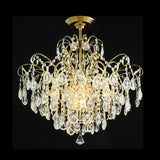 Sophisticated Cascade Crystal Drop Led Ceiling Light With Simple Gold Finish - 18/19.5 Wide Semi