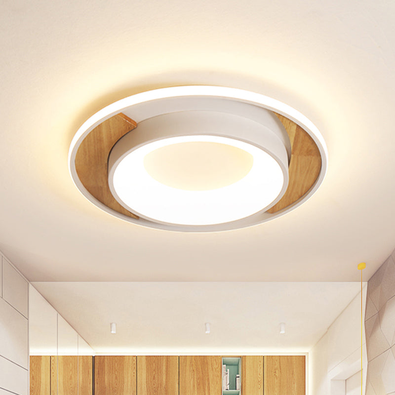 Modern White Acrylic Led Ceiling Light For Bedroom - 16/19.5 Wide Round Flush Mount