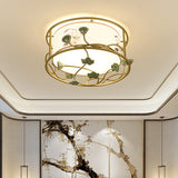Classic White Flush Mount Bedroom Ceiling Light - 19.5/23.5 Wide 5 Lights Round Fabric Shade / 19.5
