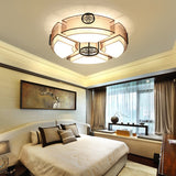 Classic Brass/Black Fabric Drum Flushmount Light - Perfect For Living Room Décor 8 Lights
