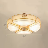 Classic Brass/Black Fabric Drum Flushmount Light - Perfect For Living Room Décor 8 Lights