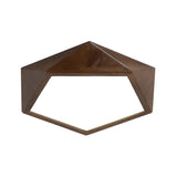 Minimalist Brown Wooden Flush Mount Led Ceiling Lamp - Faceted Pentagon Design (13/16/19.5 Wide)