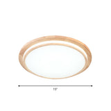 Natural Wood Round Led Ceiling Mount Lamp In Warm/White Light 15/18/23 Dia - Simplicity & Elegance