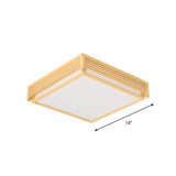 14/18/21.5W Acrylic Flush Mount Led Ceiling Light In Warm/White With Wood Guard - Square Box Simple