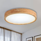 Minimalist Round Wood Ceiling Lamp Kit - 12/16/19.5 Dia Led Beige Flush Mount Light In Warm/White