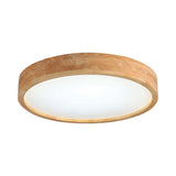 Minimalist Round Wood Ceiling Lamp Kit - 12/16/19.5 Dia Led Beige Flush Mount Light In Warm/White