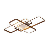 Modernist Acrylic Led Brown Ceiling Light Fixture - Rectangle Flushmount Warm/White 27.5’/41’ Wide