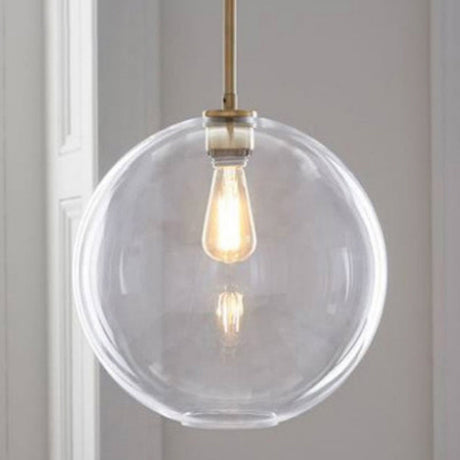 Contemporary Clear Glass Globe Pendant Light - 1 8/10/12 Wide / 12
