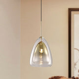 Nordic Double Glass Cone Pendant Light With Champagne Suspension - 1 12/14 Wide