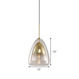 Nordic Double Glass Cone Pendant Light With Champagne Suspension - 1 12/14 Wide