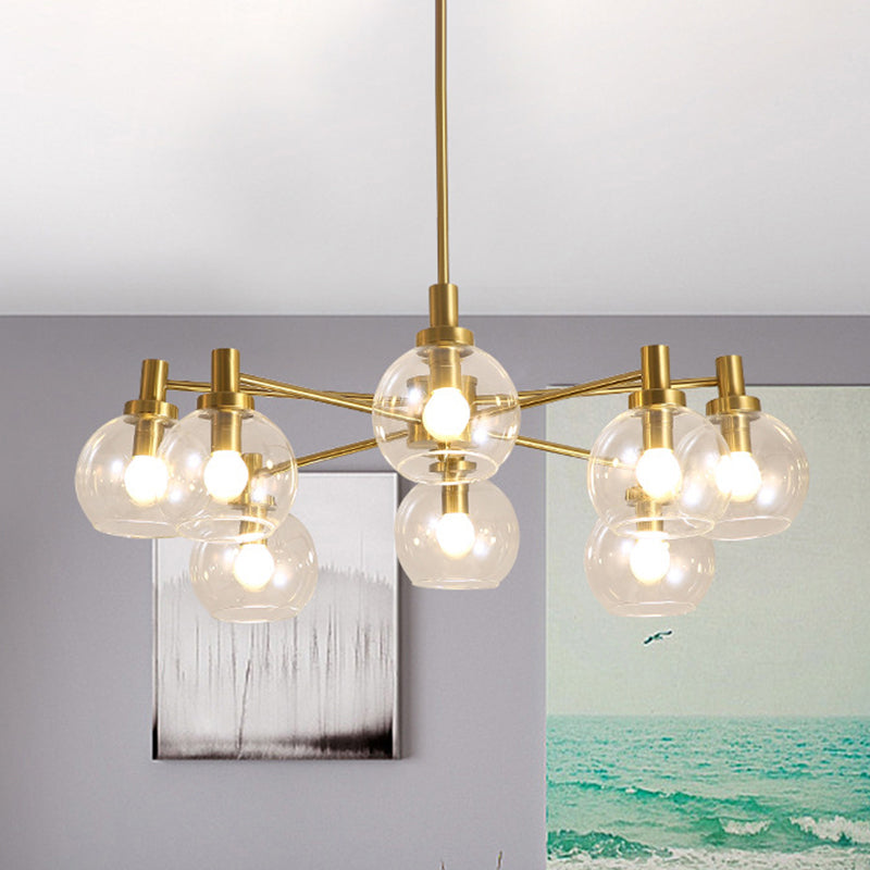 Postmodern Clear Glass Gold Chandelier Light Fixture - 8/12 Lights Radial Hang 8 /