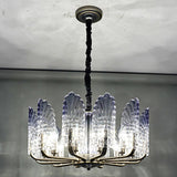 Contemporary Textured Glass Scallop Chandelier 8/10/12 Heads Black Hanging Ceiling Light Fixture