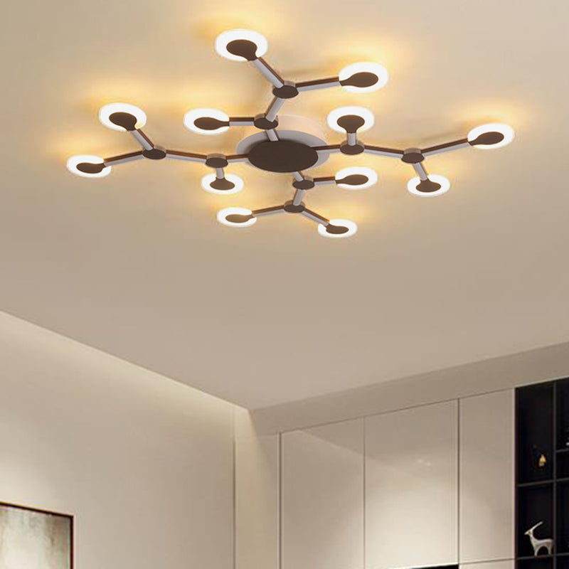 Minimalist Acrylic Flushmount Starburst Ceiling Light Fixture In Warm/White - 33.5/39 Wide Brown